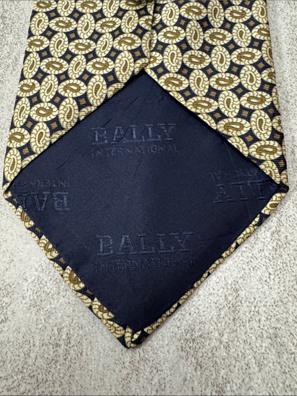 Bally Black Tie with Gold Medallion Pattern - Picture 2 of 4